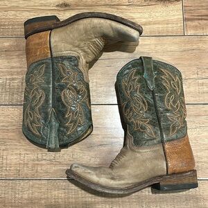 Corral Brown Distressed Leather Square Toe Boots Toddler 13